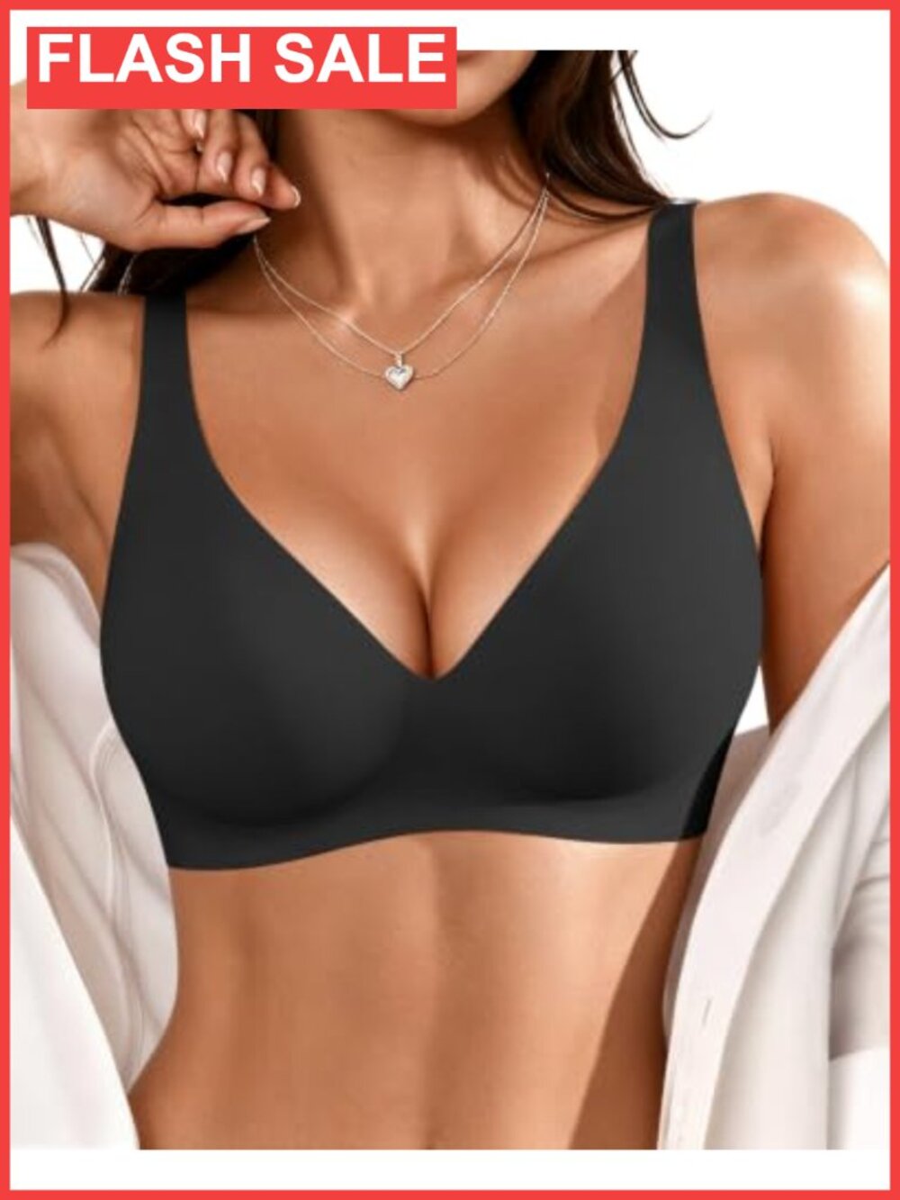 Seamless Wireless Jelly Bra Deep V Push Up No Underwire Bralette